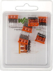 Клемма на 3 провода Wago 2273-203 0,5-2,5 кв. мм самозажимная без пасты (6 шт.) - фото 2