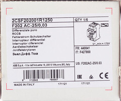 УЗО ABB S F202 25А 1P+N тип AC 30 мА 10 кА (2CSF202001R1250) - фото 4