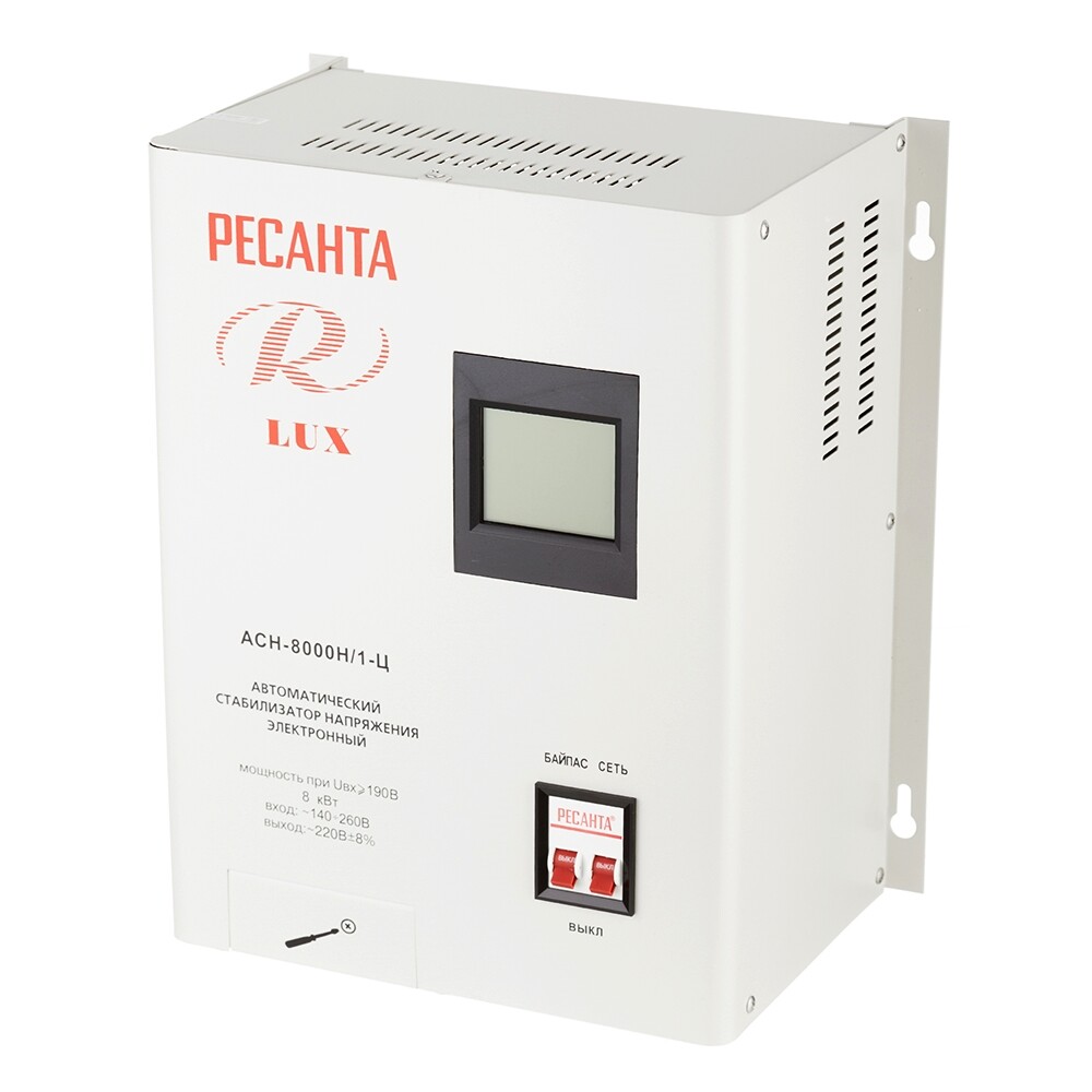 Изображение товара Стабилизатор напряжения Ресанта АСН-8000 Н/1-Ц Lux, 10 кВА, для дома и офиса