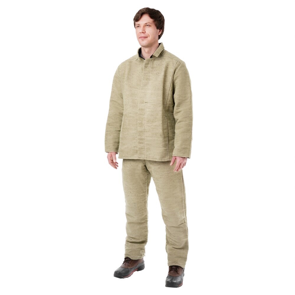 Изображение товара Костюм сварщика песочного цвета 48-50 всесезонный защитный с огнеупорной пропиткой