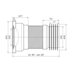 Слив для унитаза АНИ пласт d110 мм пластиковый гофрированный армированный для внутренней канализации (K918) - фото 2