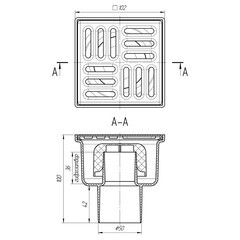 Трап душевой вертикальный АНИ пласт с гидрозатвором 100х100 мм d50 мм решетка из нержавеющей стали (TA5202) - фото 5