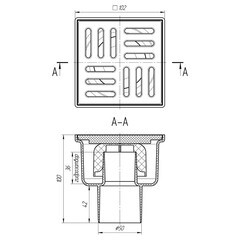 Трап душевой вертикальный АНИ пласт с гидрозатвором 100х100 мм d50 мм пластиковая решетка (TA5204) - фото 5