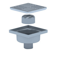 Трап душевой вертикальный АНИ пласт с гидрозатвором 150х150 мм d50 мм решетка из нержавеющей стали (TA5212) - фото 2