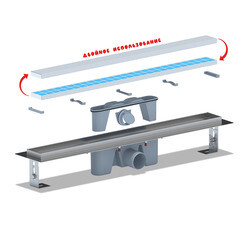 Лоток душевой АНИ пласт Мол с комбинированным затвором 62х650 мм d50 мм цельнометаллический (TLZ2065) - фото 7