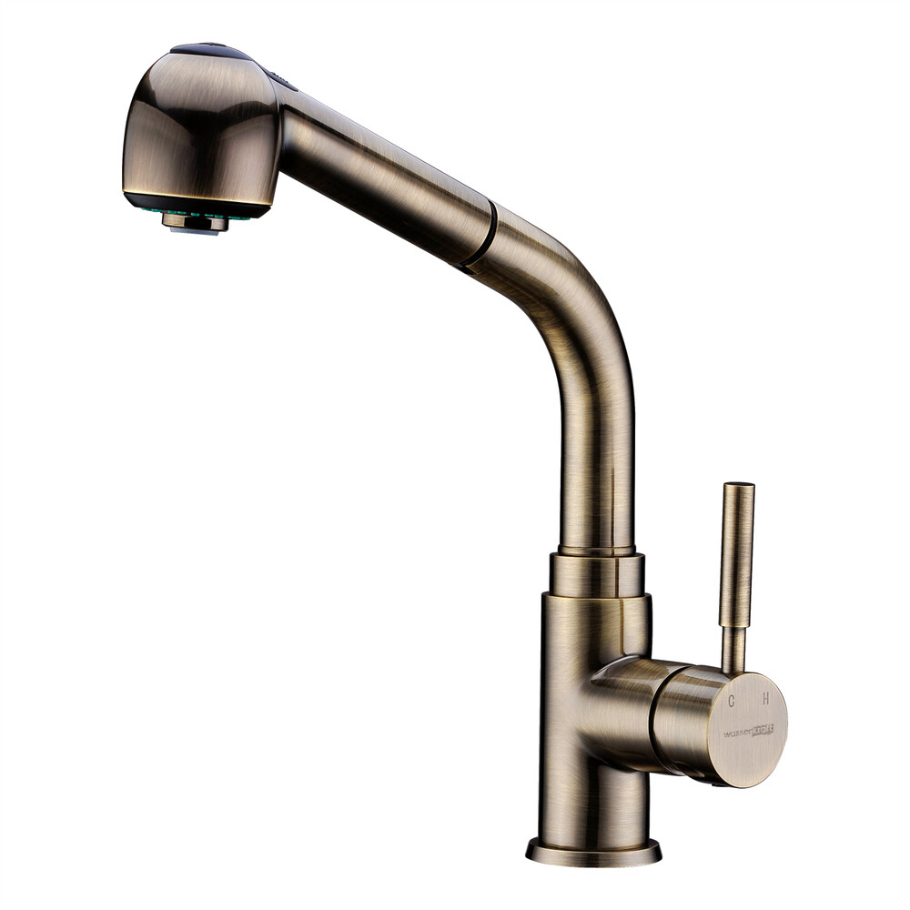 Изображение товара Смеситель для кухни WasserKraft бронза с высоким изливом и вытяжной лейкой
