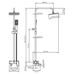 Душевая система WasserKraft с верхним душем с лейкой с изливом хром (A17701) - фото 2