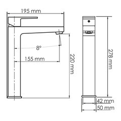 Смеситель для раковины высокий WasserKraft Abens однорычажный черный (2003H) - фото 2