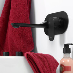 Смеситель для раковины встраиваемый WasserKraft Elbe однорычажный со скрытой частью в комплекте черный (7430) - фото 3