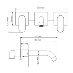 Смеситель для раковины встраиваемый WasserKraft Elbe двухвентильный со скрытой частью в комплекте черный (7445) - фото 3