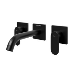 Смеситель для раковины встраиваемый WasserKraft Elbe двухвентильный со скрытой частью в комплекте черный (7445)