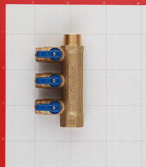 Коллектор Tiemme 3/4 ВР(г) х 3 выхода 1/2 НР(ш) ЕК х 3/4 НР(ш) с шаровыми кранами (1820035/1820001) - фото 5