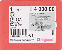 УЗО Legrand TX3 25А 1P+N тип AC 30 мА 10 кА (403000) - фото 8