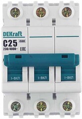 Автоматический выключатель модульный Dekraft BA-101 3P 25А тип C 4,5 кА 230/400 В (11080DEK) - фото 4