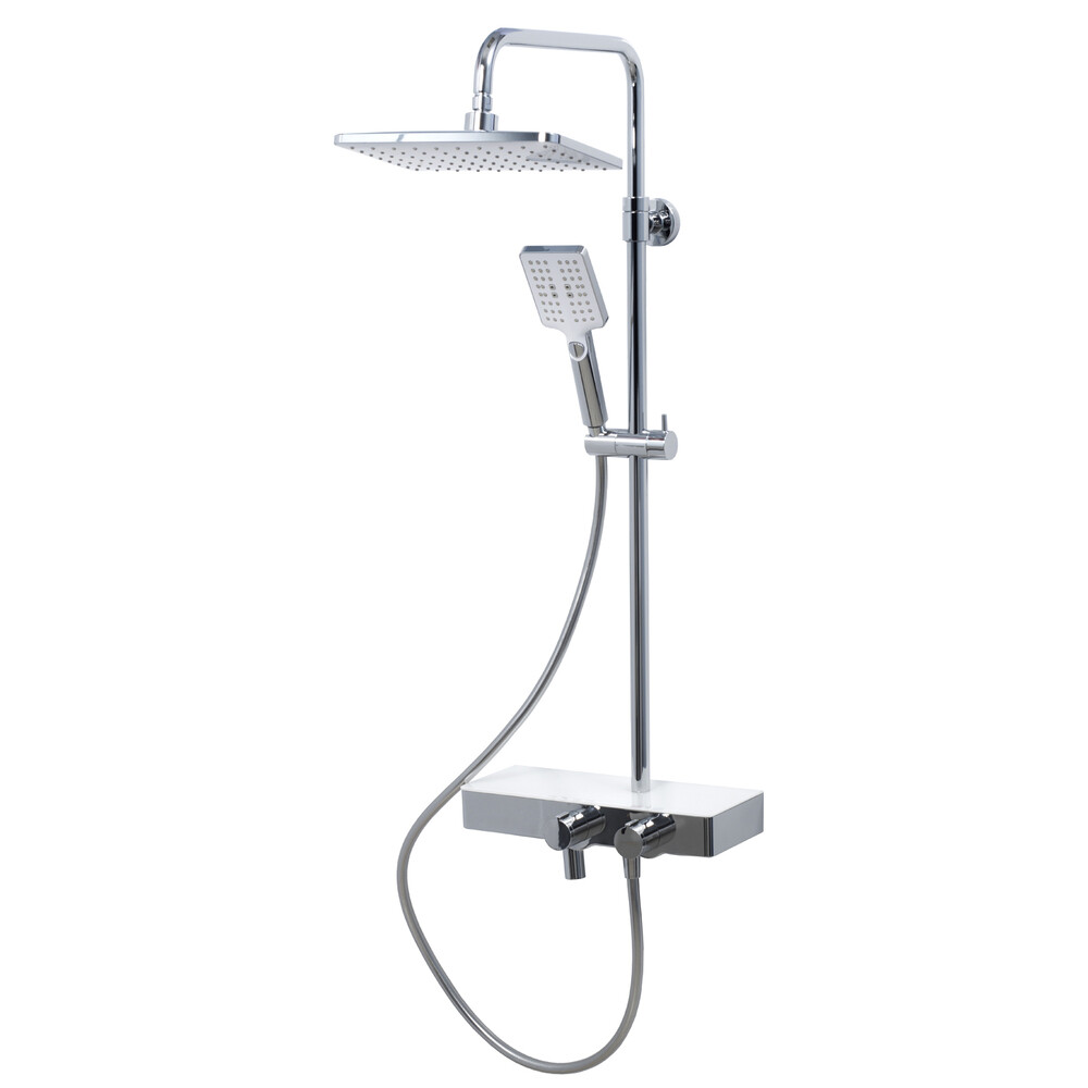 Душевая система WasserKraft Aller 1060White с верхним душем с лейкой с изливом хром (A11301)