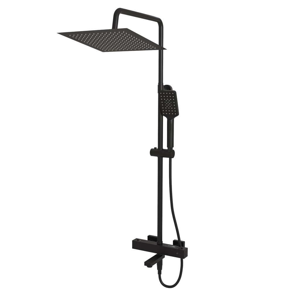 Душевая система WasserKraft Abens 2000 с верхним душем с лейкой с изливом черная (A29901)