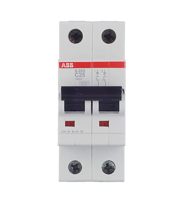 Изображение товара Автоматический выключатель ABB S202 2P 25А тип C для сухих помещений