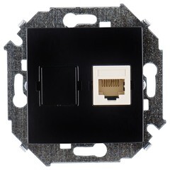 Розетка компьютерная Simon 15 RJ-45 черная (1591598-032)