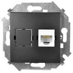 Розетка компьютерная Simon 15 RJ-45 графит (1591598-03)
