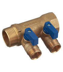 Изображение товара Коллектор Tiemme 1 ВР(г) х 2 выхода 1/2 НР(ш) ЕК х 1 НР(ш) с шаровыми кранами (1820042/1820006)