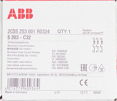 Автоматический выключатель модульный ABB S203 3P 32А тип C 6 кА 400 В (2CDS253001R0324) - фото 5