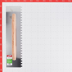 Гладилка зубчатая Wenzo 480х130 мм зуб 10х10 мм для клея с деревянной ручкой - фото 3