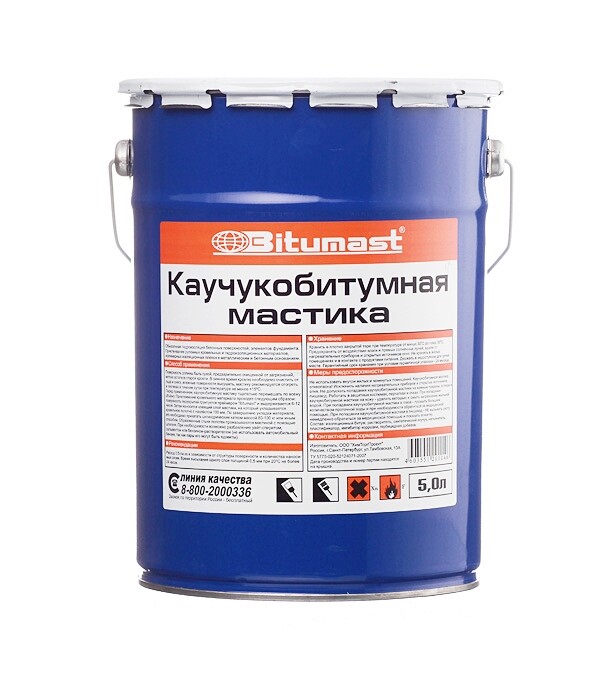 Изображение товара Мастика каучукобитумная Bitumast 4,2 кг для гидроизоляции кровли и оснований