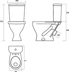 Унитаз-компакт Sanita Формат с косым выпуском с сиденьем пластик белый (WC.CC/Format/1-P/WHT.G/S1) - фото 5