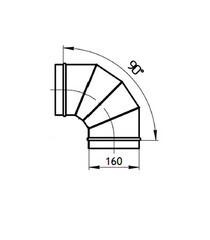 Отвод для круглых воздуховодов d160 мм 90° оцинкованный - фото 2