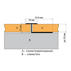Профиль для плитки до 10 мм гнущийся стыкоперекрывающий алюминиевый 2700х34,8х12,4 мм - фото 3