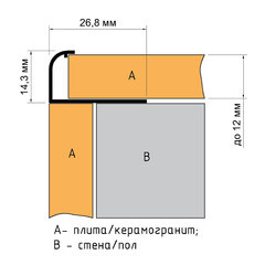 Профиль для плитки до 12 мм Г-образный алюминиевый 2700х26,8х14,3 мм - фото 2