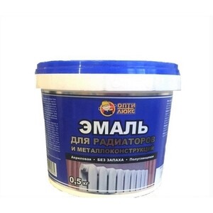Эмаль для радиаторов и металла акриловая Оптилюкс полуглянцевая 0,5 кг ...