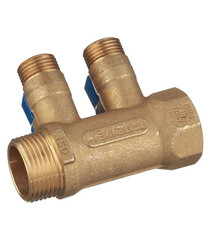 Коллектор Tiemme 1 ВР(г) х 2 выхода 1/2 НР(ш) ЕК х 1 НР(ш) с шаровыми кранами (1820042/1820006) - фото 2