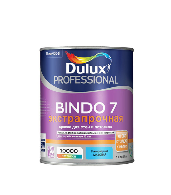 Изображение товара Моющаяся акриловая краска Dulux/Luxium Bindo 7 1л бесцветная для стен и потолков