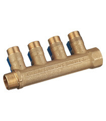 Коллектор Tiemme 3/4 ВР(г) х 4 выхода 1/2 НР(ш) ЕК х 3/4 НР(ш) с шаровыми кранами (1820039/1820016) - фото 5