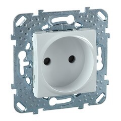 Розетка Schneider Electric Unica скрытая установка белая без заземления со шторками винтовой зажим (5.033.18ZD)