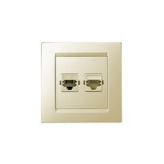 Розетка телефонная/компьютерная с рамкой Simon 15 скрытая установка модули RJ11 и RJ45 слоновая кость (1590590-031)