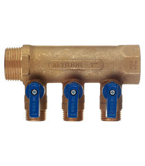 Коллектор Tiemme 1 ВР(г) х 3 выхода 1/2 НР(ш) ЕК х 1 НР(ш) с шаровыми кранами (1820046/1820005) - фото 5
