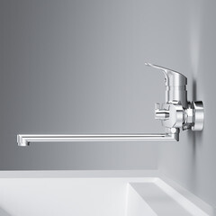 Смеситель для ванны AM.PM Like хром однорычажный с длинным изливом без лейки (F8090016) - фото 8