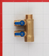 Коллектор Tiemme 3/4 ВР(г) х 2 выхода 1/2 НР(ш) ЕК х 3/4 НР(ш) с шаровыми кранами (1820029) - фото 4