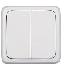 Изображение товара Выключатель Hegel Alfa двухклавишный накладной белый (ВА10-153)