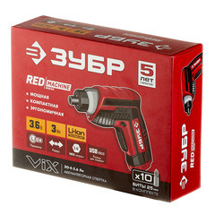 Отвертка аккумуляторная Зубр ЗО-Е-3.6 Ли 3,6В 1,3Ач Li-Ion 1 АКБ и ЗУ - фото 5