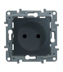 Розетка Legrand Etika встраиваемая антрацит со шторками (672634) - фото 1