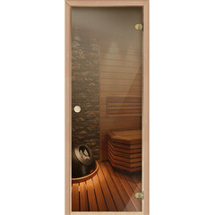 Дверь для бани и сауны стеклянная бронза DoorWood 690x1890 мм (DW02187)