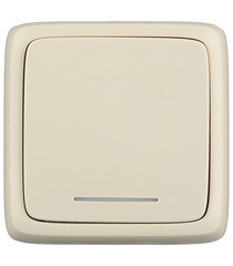 Изображение товара Выключатель Hegel Alfa одноклавишный накладной слоновая кость с подсветкой (ВА10-114-01)