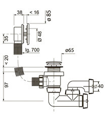 Сифон для ванны Wirquin Pro 1 1/2х40 мм регулируемый полуавтомат (30975014) - фото 3