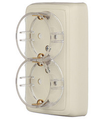 Розетка Hegel Alfa накладная слоновая кость тонкая со шторками (РА16-184-01) - фото 3