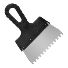 Шпатель фасадный зубчатый нержавеющая сталь 0,45 мм пластиковая рукоятка 150 мм зуб 6х6 мм