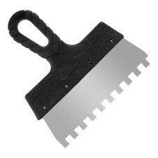 Шпатель фасадный зубчатый нержавеющая сталь 0,45 мм пластиковая рукоятка 200 мм зуб 10х10 мм