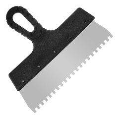 Шпатель фасадный зубчатый нержавеющая сталь 0,45 мм пластиковая рукоятка 250 мм зуб 6х6 мм